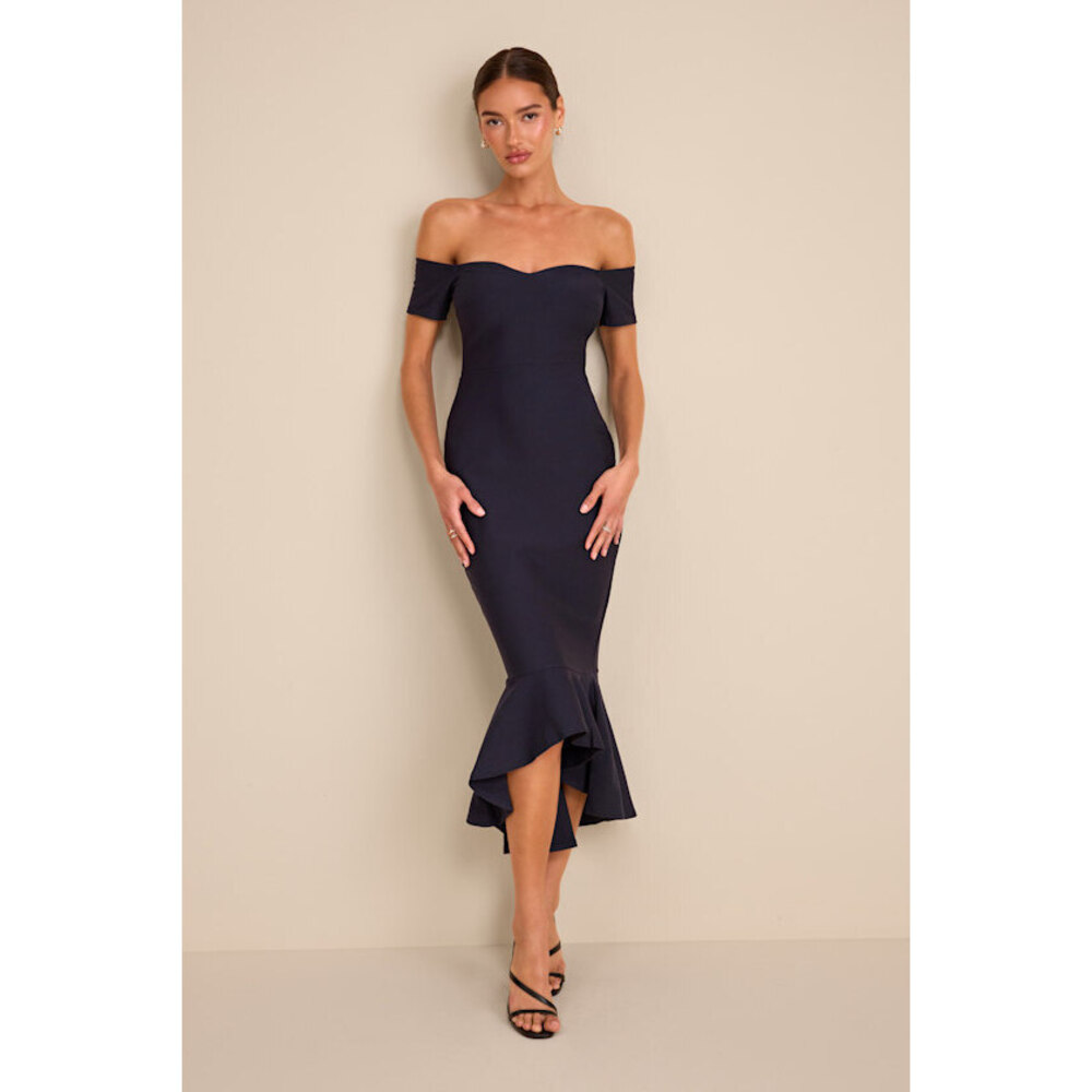 NWT Lulus How Much I Care Midnight Blue Off-the-shoulder Midi Dress XXS